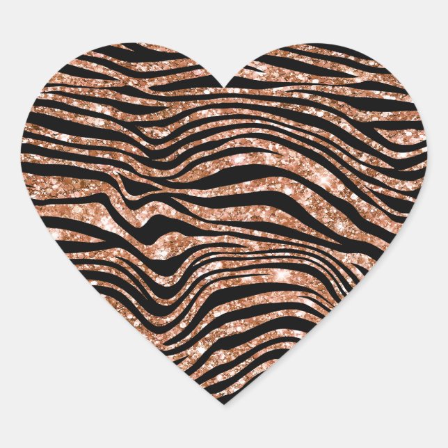 Sticker Cœur Parties scintillant Black Rose Gold Zebra (Devant)