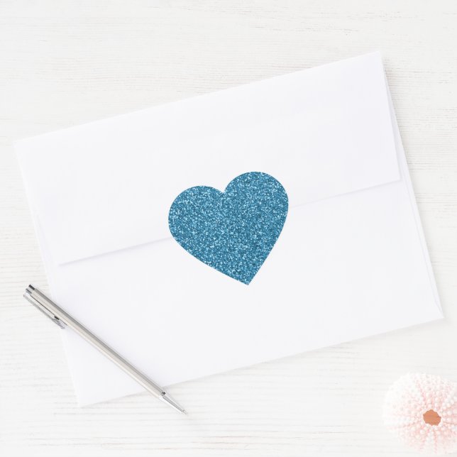 Sticker Cœur Parties scintillant bleue de Boston (Enveloppe)