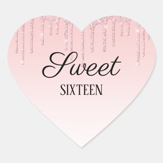 Sticker Cœur Parties scintillant de séchage rose personnalisée (Devant)