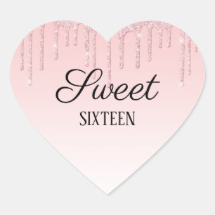 Sticker Cœur Parties scintillant de séchage rose personnalisée