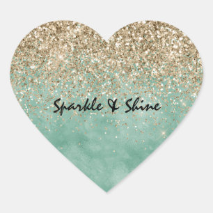 Sticker Cœur Parties scintillant d'étincelle dorée Mint Glam