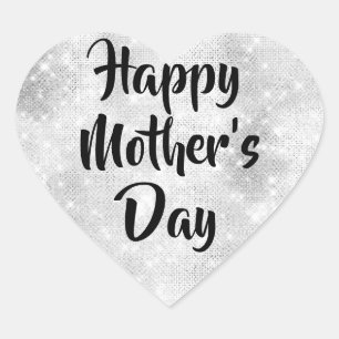 Sticker Cœur Parties scintillant Diamond Happy Mère's Day Heart