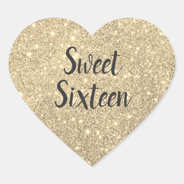 Sticker Cœur Parties scintillant d'or sweet sixteen Faux (Devant)