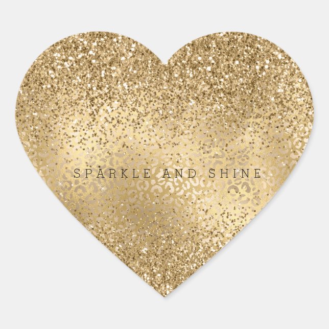 Sticker Cœur Parties scintillant Empreinte de léopard Gold Glam (Devant)