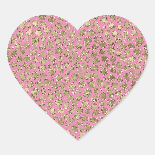Sticker Cœur Parties scintillant en or rose glam Empreinte de l (Devant)