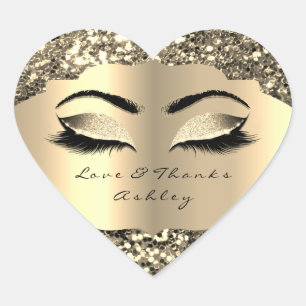 Sticker Cœur Parties scintillant étincelante Gold Lash Eyes Lov