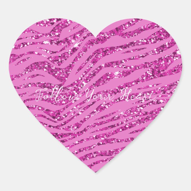Sticker Cœur Parties scintillant étincelante rose Zebra Imprime (Devant)