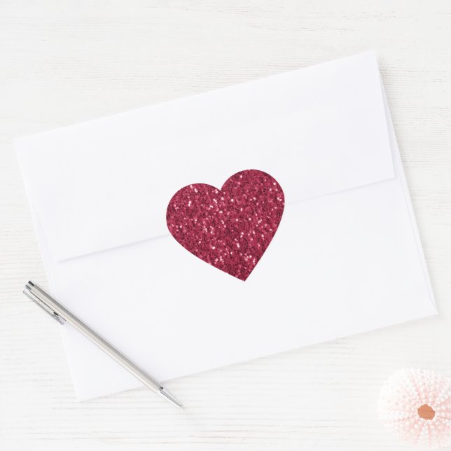 Sticker Cœur Parties scintillant faux brillant rose foncé magen (Enveloppe)
