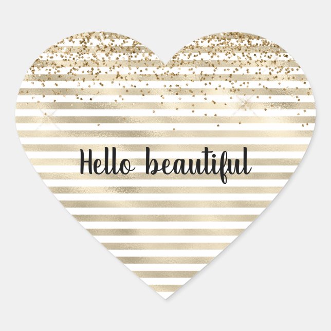 Sticker Cœur Parties scintillant Girl Gold Stripes (Devant)