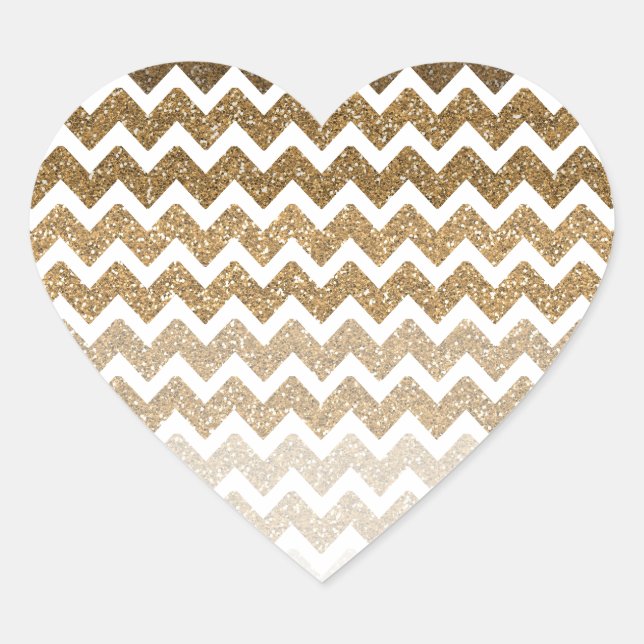 Sticker Cœur Parties scintillant Gold Faux Chevron Ombre (Devant)