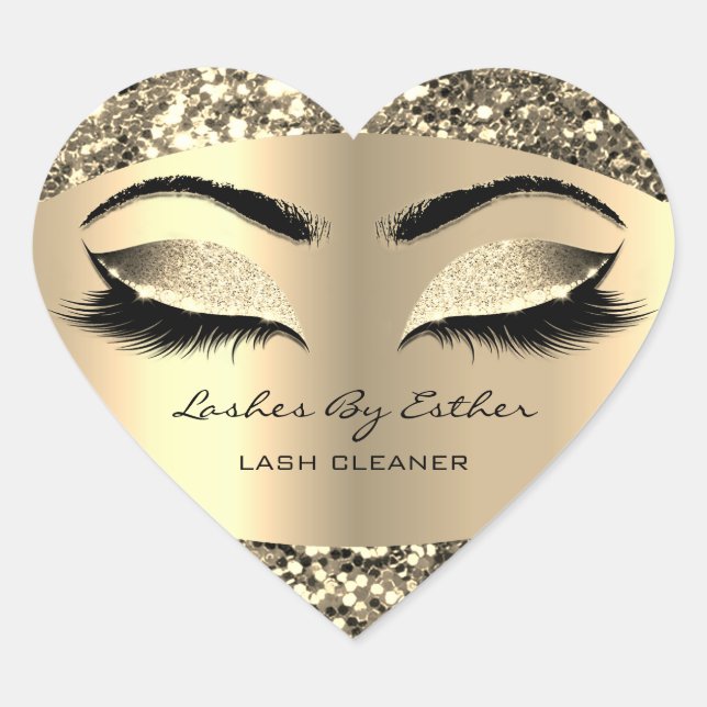 Sticker Cœur Parties scintillant Gold Lashes Par Cleaner Heart  (Devant)