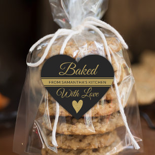 Sticker Cœur Parties scintillant Noire Et Or Cuite Avec Nom D'A