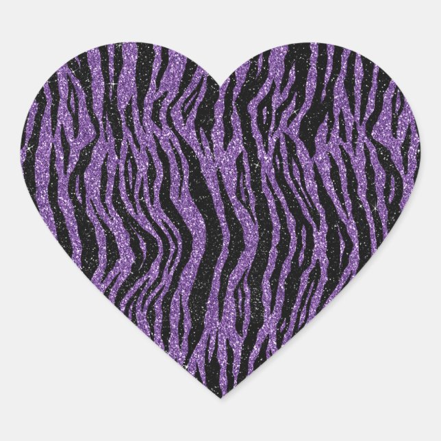 Sticker Cœur Parties scintillant noire violet Zebra Imprimer (Devant)