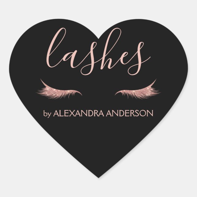 Sticker Cœur Parties scintillant or rose et extension Eyelash (Devant)