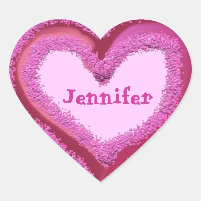 Sticker Coeur Parties scintillant PINK - Nom perso (Devant)