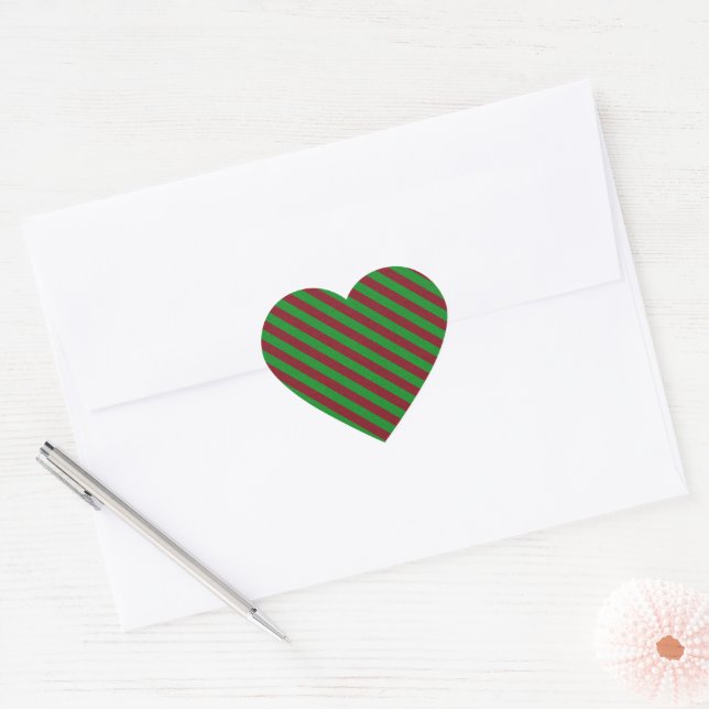 Sticker Cœur Parties scintillant Red & Green Stripes (Enveloppe)