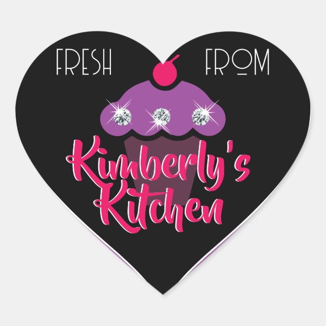 Sticker Cœur Parties scintillant rose Fille moderne Cupcake en  (Devant)