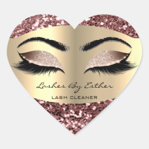 Sticker Cœur Parties scintillant Rose Gold Lashes Par Cleaner H