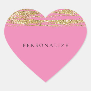 Sticker Cœur Parties scintillant roses Faux