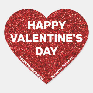 Sticker Cœur Parties scintillant rouge Heureuse Sainte-Valentin
