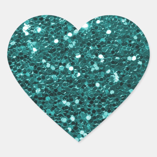 Sticker Cœur Parties scintillant Turquoise chic Faux (Devant)
