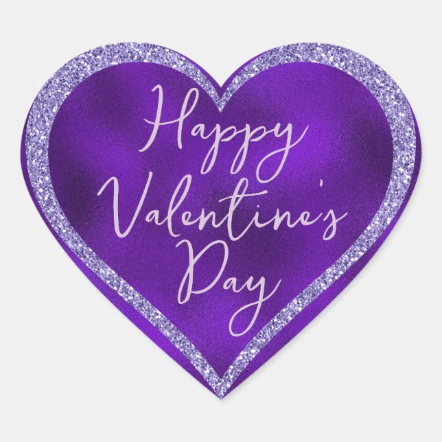 Sticker Cœur Parties scintillant violet Script romantique Saint (Devant)