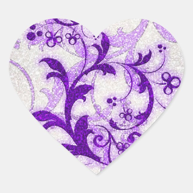 Sticker Cœur Parties scintillant violet tourbillonne girly auto (Devant)