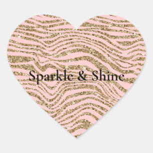 Sticker Cœur Parties scintillant Zebra Gold Rose