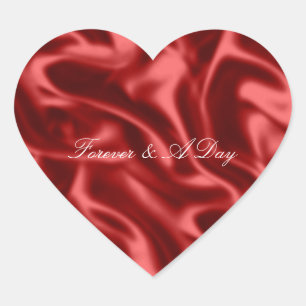 Sticker Cœur Passion Rouge Romantique Faux Satin Mariage