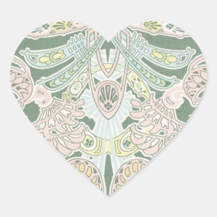 Sticker Cœur pastel coloré art nouveau motif