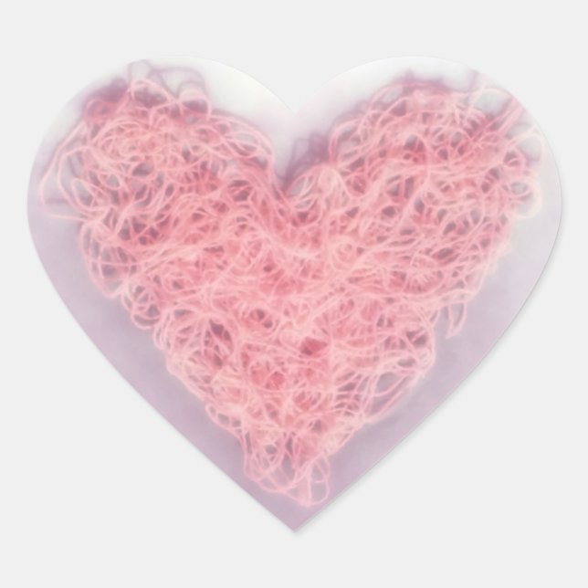 Sticker Cœur Pastel Pink Laine Fer Saint-Valentin Artisanat Amo (Devant)