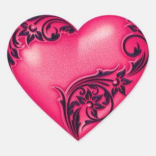 Sticker Cœur Pastèque de Heart Scroll Rouge w Noir