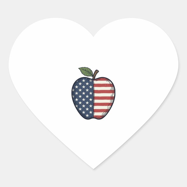 Sticker Cœur Patriotic Apple Vintage Engraving Vector Design_1 (Devant)