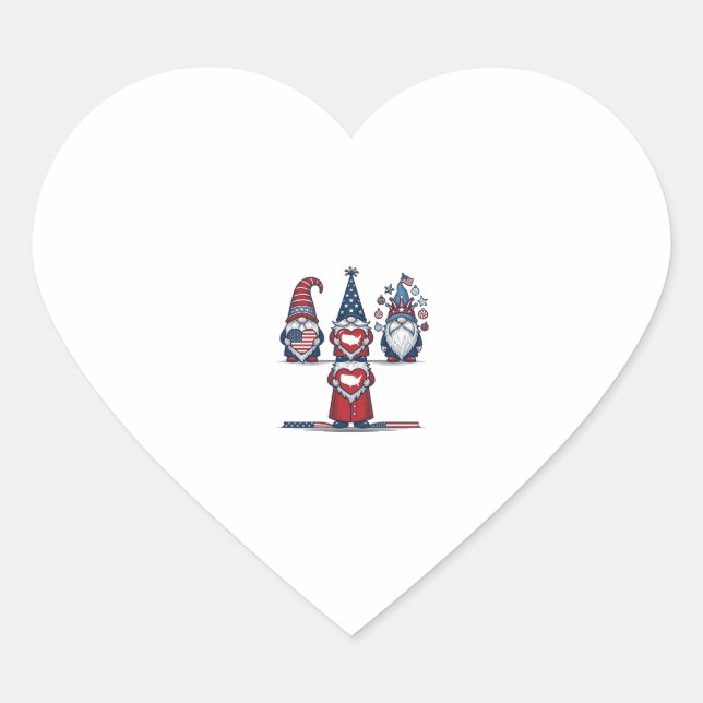 Sticker Cœur Patriotic Gnome Trio Vintage Vector Design_1 (Devant)