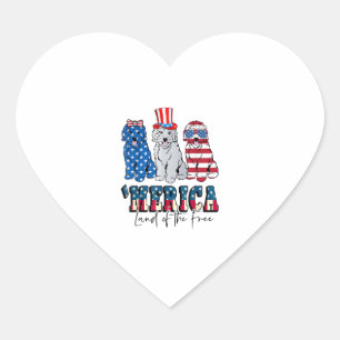 Sticker Cœur Patriotique Goldendoodle Chien 4 juillet Amérique 