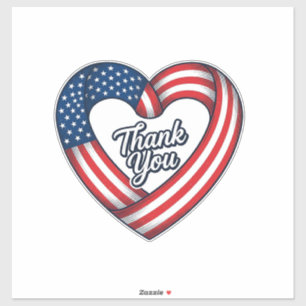 Sticker Cœur patriotique Merci Design vectoriel vintage_1