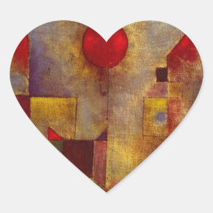 Sticker Cœur Paul Klee Red Balloon Abstrait Coloré Art 