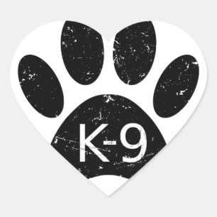 Sticker Cœur Paw Chien en Perdu Grunge K-9