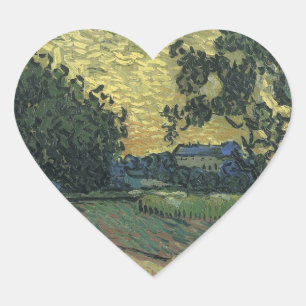 Sticker Cœur Paysage de Van Gogh au crépuscule
