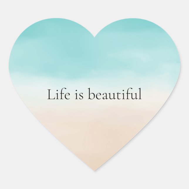 Sticker Cœur Peach Cream Aqua Ombre (Devant)