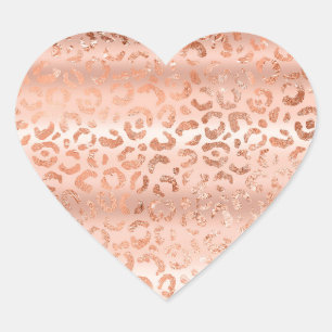 Sticker Cœur Peach Rose Leopard