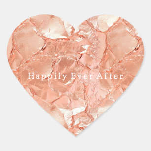 Sticker Cœur Peach Rose or Mariage 