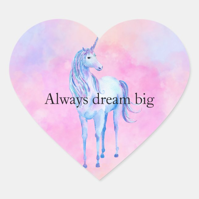 Sticker Cœur Peach rose violet licorne (Devant)