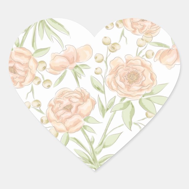 Sticker Cœur Peach Rose Wedding (Devant)