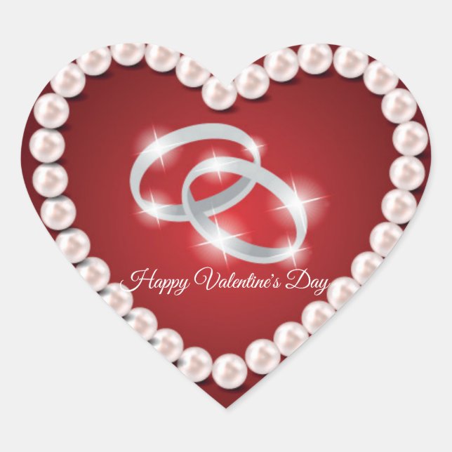 Sticker Cœur Pearl Heart Red Valentine's Day (Devant)