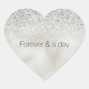 Sticker Cœur Pearl White Luxe Parties scintillant en argent