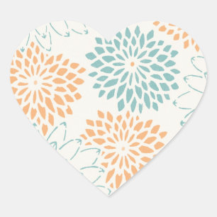 Sticker Cœur Pêcher les fleurs florales d'Aqua