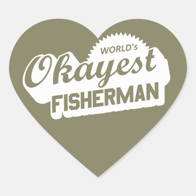 Sticker Cœur Pêcheur le plus Okayest dans le monde (Devant)