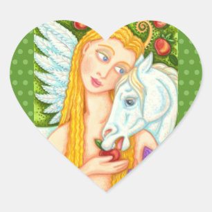STICKER CŒUR PEGASUS ET EVE DANS LE JARDIN D'EDEN, CHEVAL