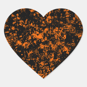 Sticker Cœur Peinture - Couleurs d'Halloween (noir et orange)